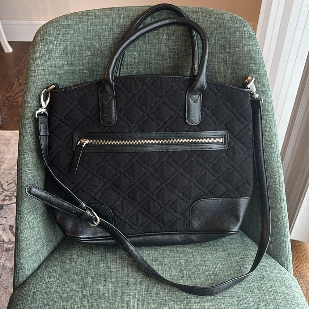VERA BRADLEY DAY OFF SATCHEL SHOULDER BAG CLASSIC BLACK SIGNATURE RETIRED NWOT - Picture 8 of 12